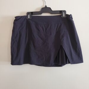 Athleta Black Skort Tennis Skirt Athletic Shorts Key Pocket Thigh Slit Size XL